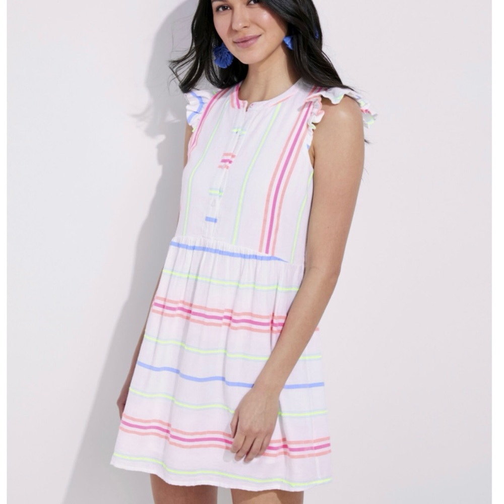 Vineyard Vines Guava Multicolor Striped Button Front Dress size 2 (fits like 0)